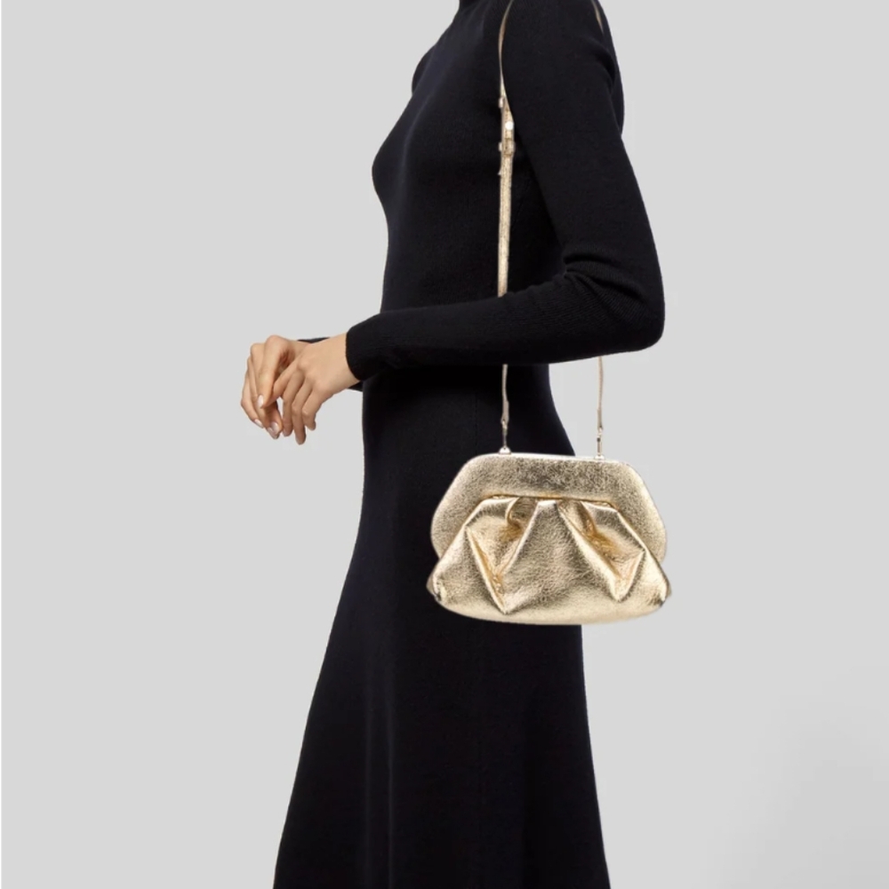 THEMOIRè's Gold Metallic Women's Clutch Bag
